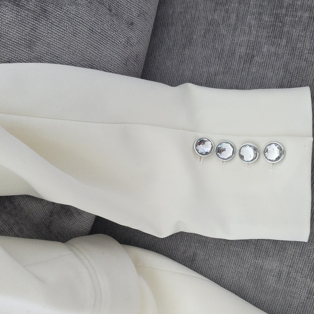Nova Luxe Tuxedo Off White Women's Blazer Sz L - Picture 3 of 8